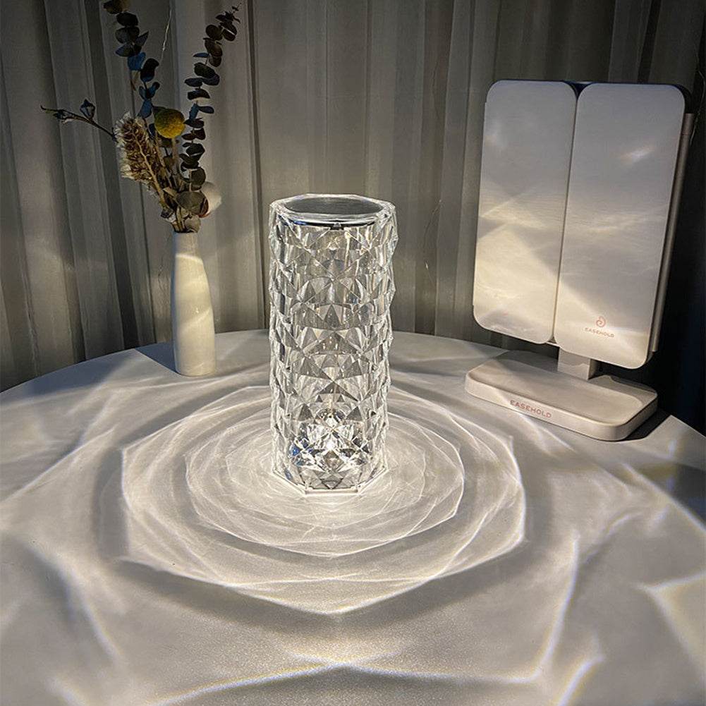 Nordic Crystal Lamp USB Table Lamps Bedroom Touch Dimming Atmosphere Diamond Night Light Rose Projector Lamp Decor - ProTrendyz