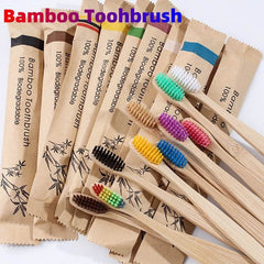 10Pcs Colorful Toothbrush Natural Bamboo Tooth Brush Set Soft Bristle Charcoal Teeth Eco Bamboo Toothbrushes Dental Oral Care - ProTrendyz