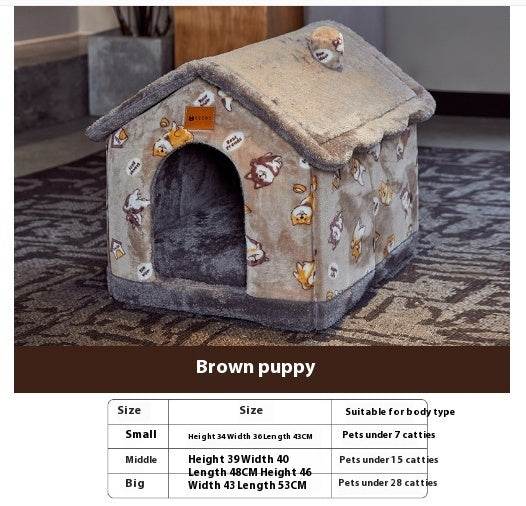 Foldable Dog House Pet Cat Bed Winter Dog Villa Sleep Kennel Removable Nest Warm Enclosed Cave Sofa Pets Supplies - ProTrendyz
