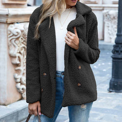 Loose Lapel Fluffy Coat Winter Button Jacket Cardigan Outwear For Women Clothing - ProTrendyz