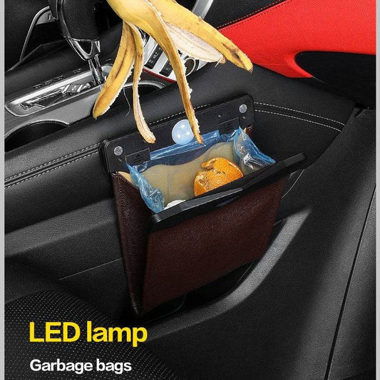 LED Car Trash Can Organizer Garbage Holder Automobiles Storage Bag Accessories Auto Door Seat Back Visor Trash Bin Paper Dustbin - ProTrendyz