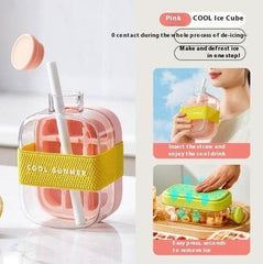 One-Click Molding Cooling Cup,Instant Ice Maker,Zero-Contact Design,Straw Included,Curling Mold,Portable & Stylish Chilled Drink - ProTrendyz