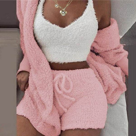 3 Pieces Of Fashionable Ladies Plush Home Clothes - ProTrendyz