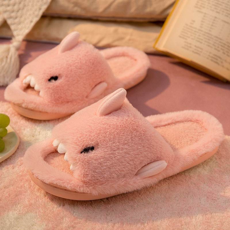 Shark Slippers Fluffy Slippers For Women Couple House Shoes Winter - ProTrendyz
