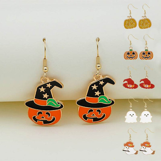 Halloween Earrings Cute Pumpkin Spooky Oil Drip Alloy Earrings Jewelry - ProTrendyz