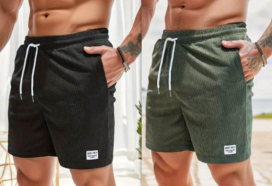 Lace-up Drawstring Shorts Summer Corduroy Sports Short Pants Mens Clothing - ProTrendyz