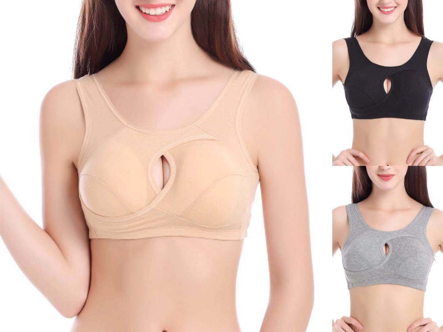Plus Size Women Bra Ladies Cotton Quake-Proof Underwear Sleep Tops No Buckles Non Wire Lingerie With Removable Padded - ProTrendyz