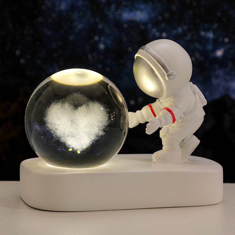 Glowing Planetary Galaxy Astronaut Crystal Ball Night Lights USB Power Warm Bedside Light Brithday Gift Night Lamp - ProTrendyz