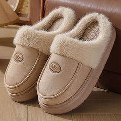 Winter Plush Slippers For Men Casual All-match Warm Suede House Shoes Indoor Non-slip Floor Bedroom Slipper - ProTrendyz