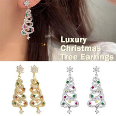New Full Inlaid Colorful Zircon Christmas Tree Tassel Earrings Women's Fashion Personality Earrings Party Jewelry Christmas Gift - ProTrendyz