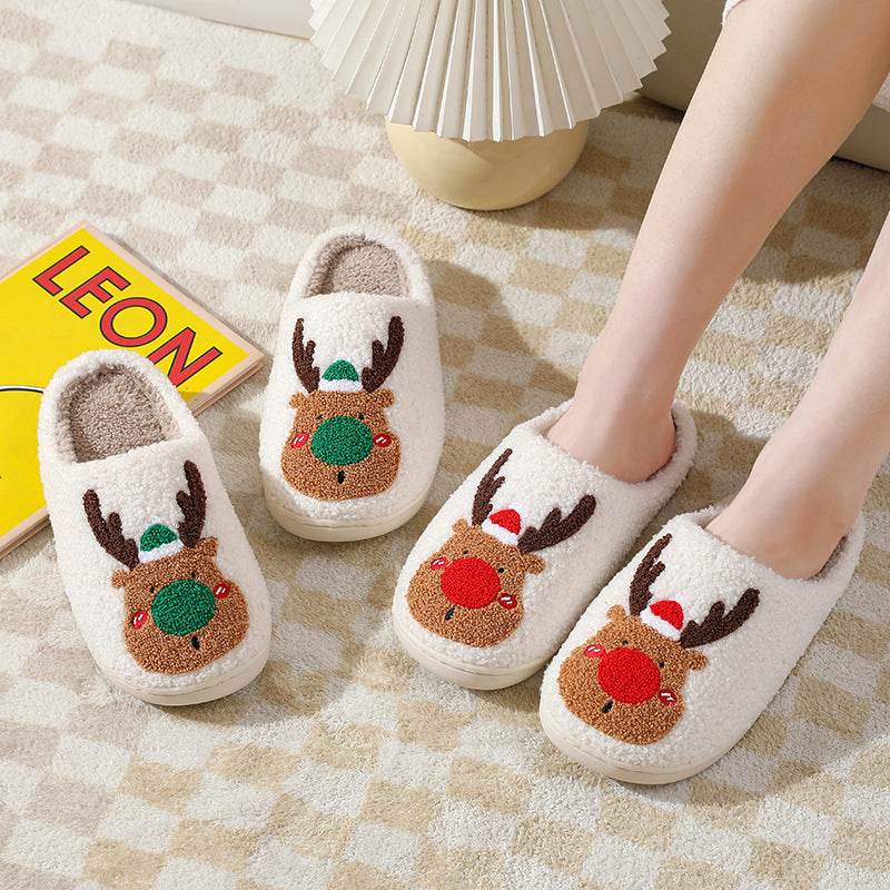Christmas Shoes Winter Home Slippers Elk Soft Cozy Bedroom Slipper Slip On House Shoes - ProTrendyz