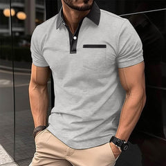 Lapel Fashion Slim Pocket Short-sleeved T-shirt Polo Shirt Men Clothing - ProTrendyz