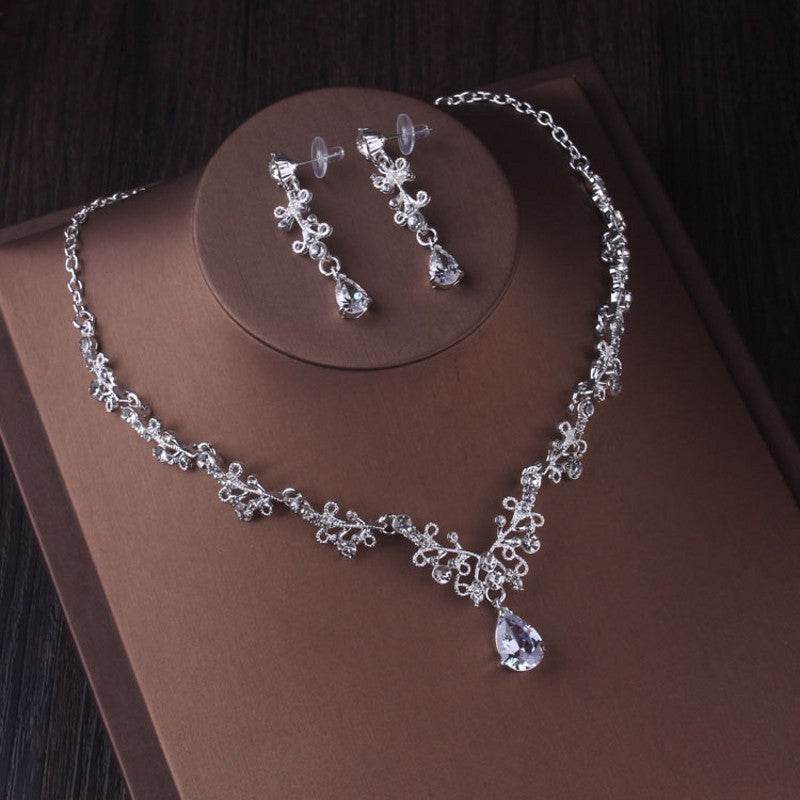 Silver Crystal Drop Bridal Jewelry Set - ProTrendyz