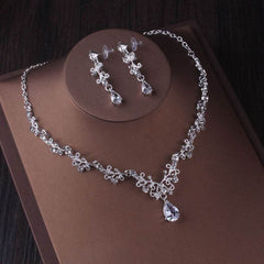 Silver Crystal Drop Bridal Jewelry Set - ProTrendyz