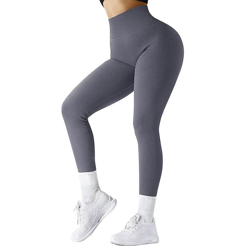 High Waist Seamless Leggings Threaded Knitted Fitness Pants Solid Women's Slimming Sports Yoga Pants Elastic Running Sport Leggings - ProTrendyz