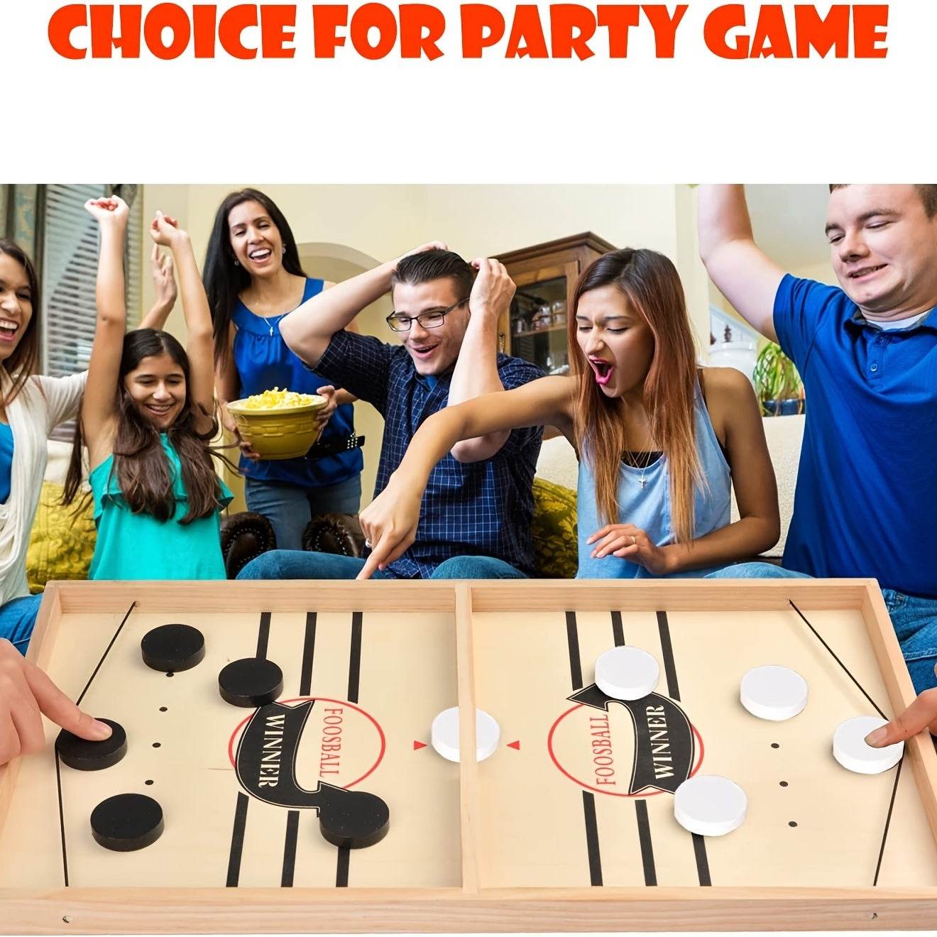 Fast Sling Puck Game,Wooden Hockey Game,Super Foosball Table,Desktop Battle Parent-Child Interaction Winner Slingshot Game,Adults And Kids Family Game Toys - ProTrendyz