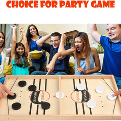 Fast Sling Puck Game,Wooden Hockey Game,Super Foosball Table,Desktop Battle Parent-Child Interaction Winner Slingshot Game,Adults And Kids Family Game Toys - ProTrendyz