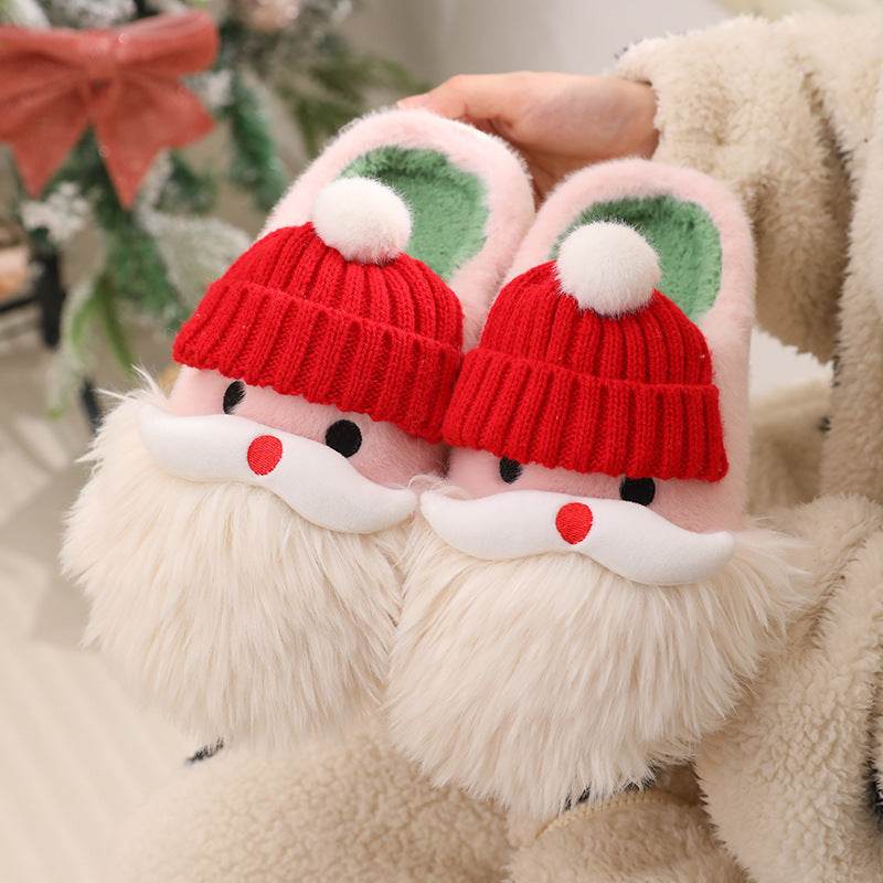Cute Christmas Santa Claus Home Slippers Winter Warm Indoor Non-slip Floor Plush Shoes For Women - ProTrendyz