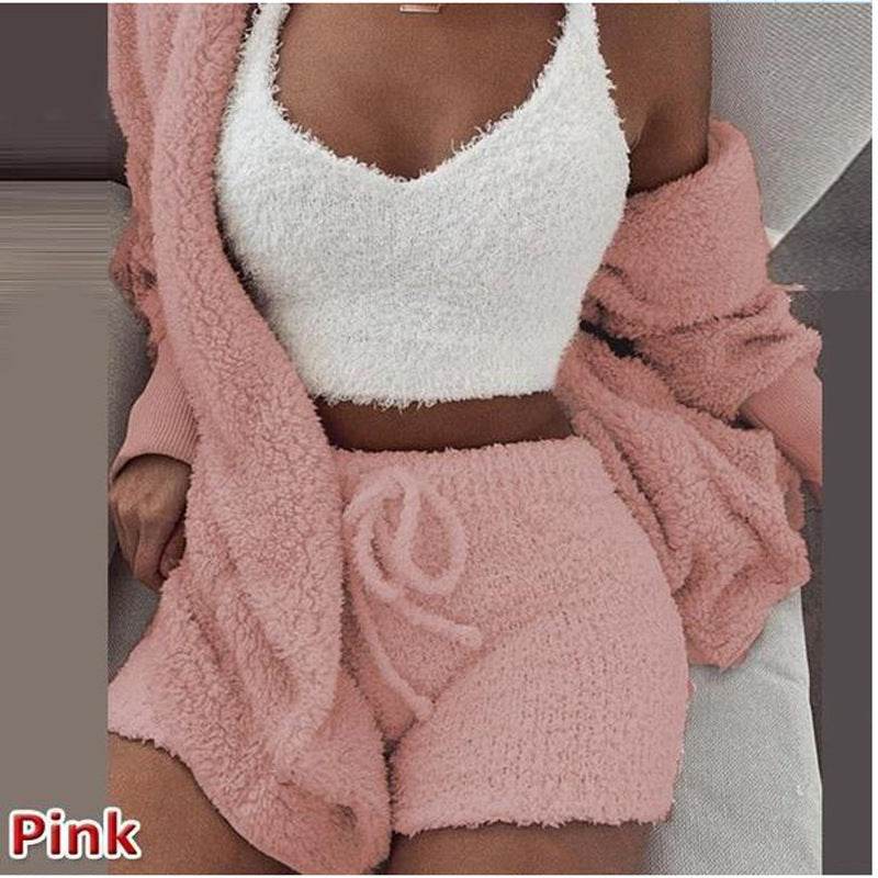 3 Pieces Of Fashionable Ladies Plush Home Clothes - ProTrendyz