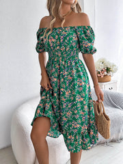 Floral Print Square Collar Dress Summer Fashion Ruffles Dresses Women's Clothing - ProTrendyz