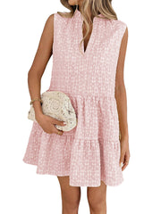 Womens Summer Sleeveless Patchwork V-Neck Pullover Dress For Europe And America