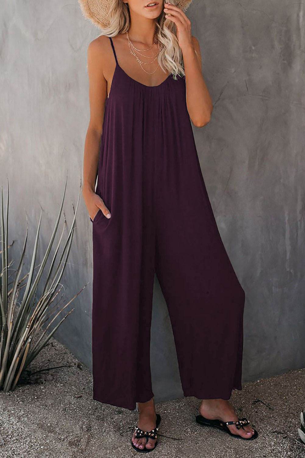 Women's Loose Sleeveless Jumpsuits Romper Jumpsuit With Pockets Long Pant Summer - ProTrendyz