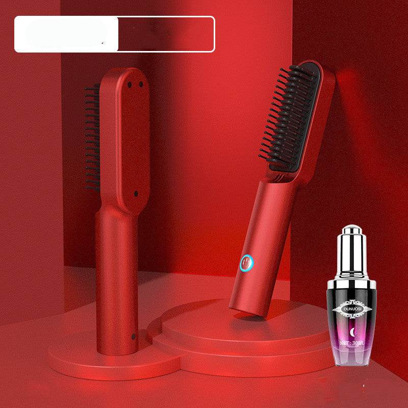 USB Portable Hot Air Comb Rechargable Professional Hair Dryer Brush 2 In1 Mini Hair Straightener Curler Brush Hair Styler - ProTrendyz
