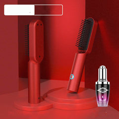 USB Portable Hot Air Comb Rechargable Professional Hair Dryer Brush 2 In1 Mini Hair Straightener Curler Brush Hair Styler - ProTrendyz