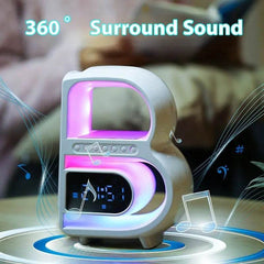 2025 New B-Shaped Bluetooth Speaker Multifunctional Smart Music Rhythm Lighting Phone Wireless Charger TF Card AUX Input Standard Mode - ProTrendyz