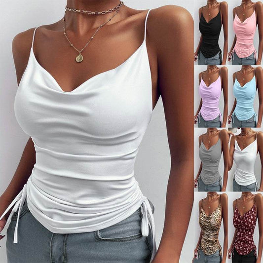 Spaghetti Strap Tops V-neck Camisole Shirts Women Summer Clothes - ProTrendyz