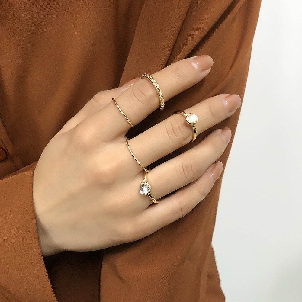 Colorful Stone Metalic Finger Rings Joint Combination Rings For Women Girl Rings - ProTrendyz