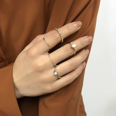 Colorful Stone Metalic Finger Rings Joint Combination Rings For Women Girl Rings - ProTrendyz
