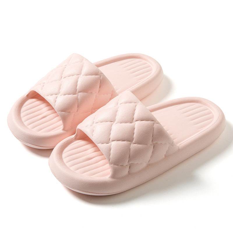 New Rhombus Home Slippers Summer Non-slip Floor Bathroom Slipper Lightweight Simple House Shoes For Women Men - ProTrendyz