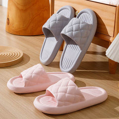 New Rhombus Home Slippers Summer Non-slip Floor Bathroom Slipper Lightweight Simple House Shoes For Women Men - ProTrendyz