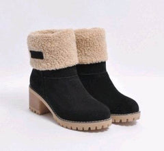 Mid-Tube Thick Heel Suede Snow Boots - ProTrendyz