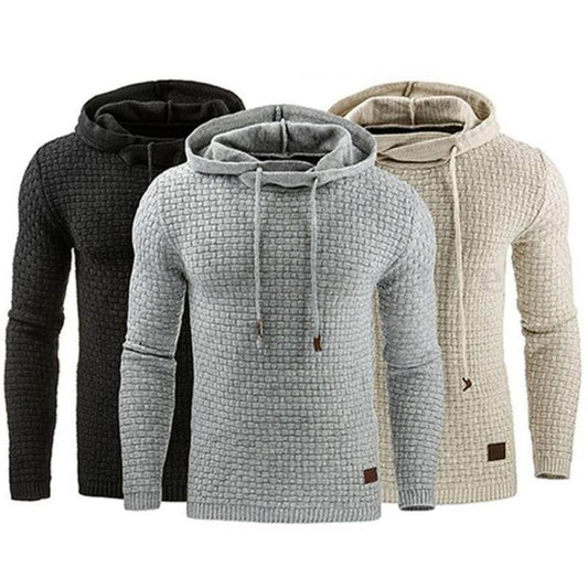 Men's Jacquard Sweater Long-sleeved Hoodie Warm Color Hooded Sweatshirt Jacket - ProTrendyz