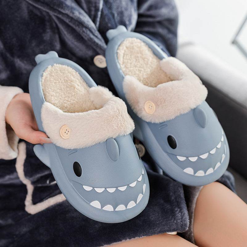 Winter Shark Shoes House Slippers With Button EVA Couple Slippers - ProTrendyz