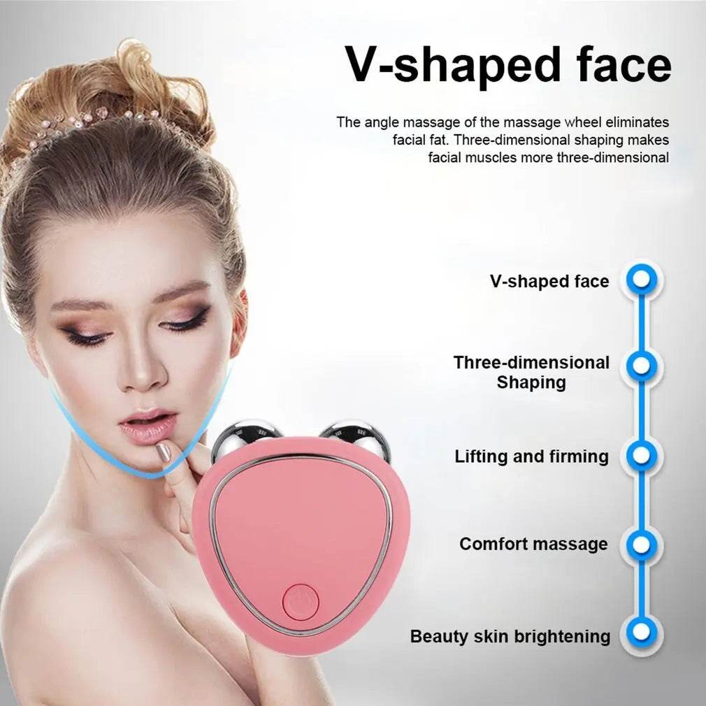 Portable Facial Micro-current Beauty Instrument For Lifting Thinning And Reducing Edema With Double Roller Massager - ProTrendyz
