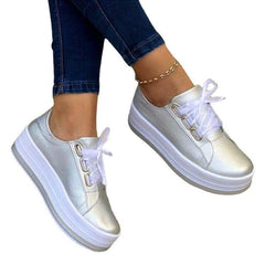 Fashion Flats Sneakers Women Ribbon Lace-up Platform Shoes - ProTrendyz