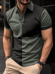 Casual Sports Short Sleeve Color Stitching Turnover Neck Polo Shirt Men Clothing - ProTrendyz
