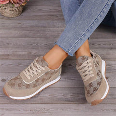 Flower Print Lace-up Sneakers Casual Fashion Lightweight Breathable Walking Running Sports Shoes Women Flats - ProTrendyz