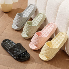 Men's Home Slippers With Plaid Design Soft-soled Silent Indoor Floor Bathing Slippers Women House Shoes Summer - ProTrendyz