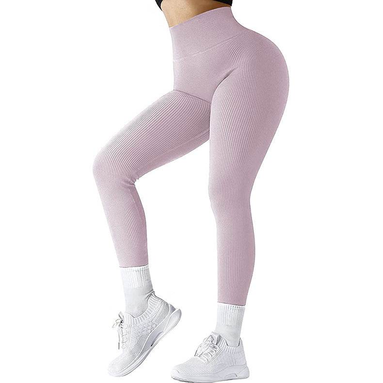 High Waist Seamless Leggings Threaded Knitted Fitness Pants Solid Women's Slimming Sports Yoga Pants Elastic Running Sport Leggings - ProTrendyz