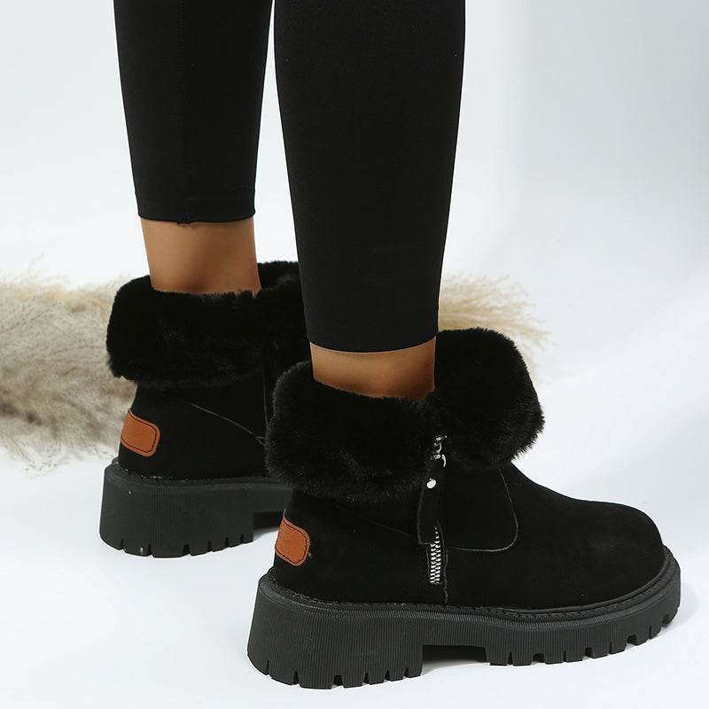 Thick Plush Snow Boots Women Faux Suede Non-slip Winter Shoes - ProTrendyz
