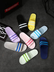 Striped Bath Plastic Stall Household Shoes Men's Bathroom Sandals And Slippers - ProTrendyz