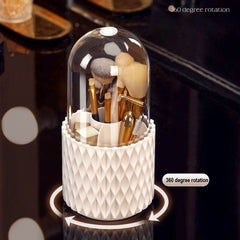 360 Rotating Large Capacity Transparent Makeup Brush Storage Pen Holder Acrylic Dust With Lid Desktop Cosmetic Storage Box - ProTrendyz