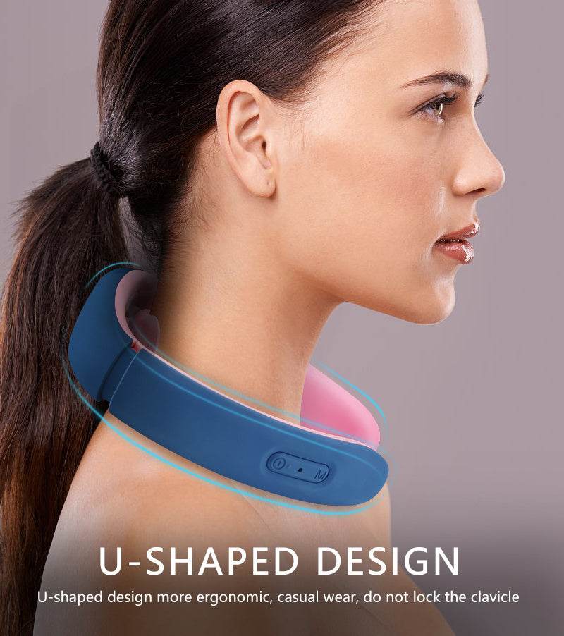 Neck Massager Shoulder Electric Pulse Cervical Traction Collar Therapy Deep Tissue Pain Relieve Stimulator Health Care Massage - ProTrendyz