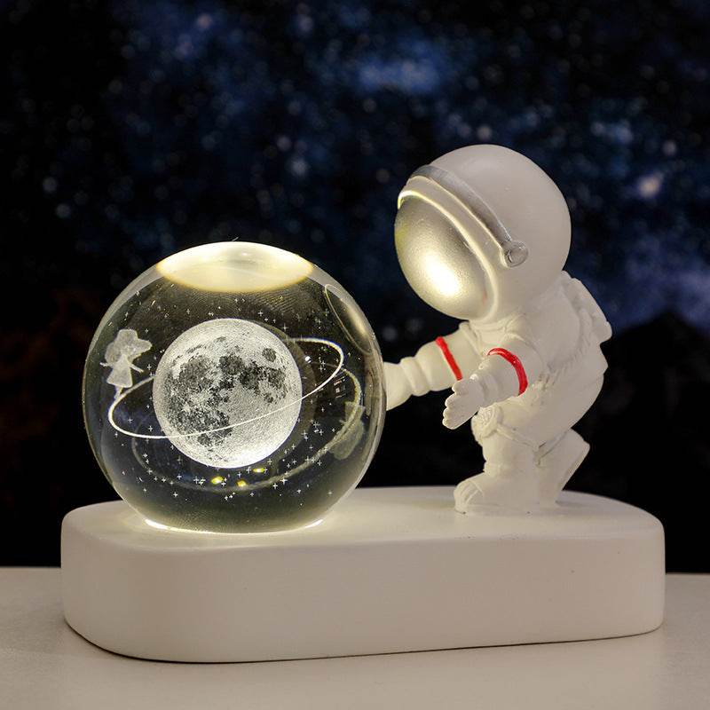 Glowing Planetary Galaxy Astronaut Crystal Ball Night Lights USB Power Warm Bedside Light Brithday Gift Night Lamp - ProTrendyz