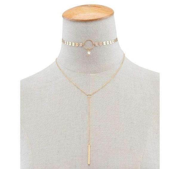 Star Goddess Duo Layering Choker Necklace - ProTrendyz