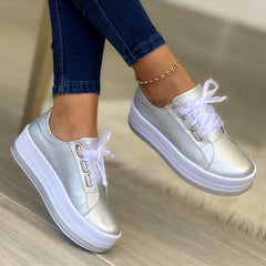 Fashion Flats Sneakers Women Ribbon Lace-up Platform Shoes - ProTrendyz